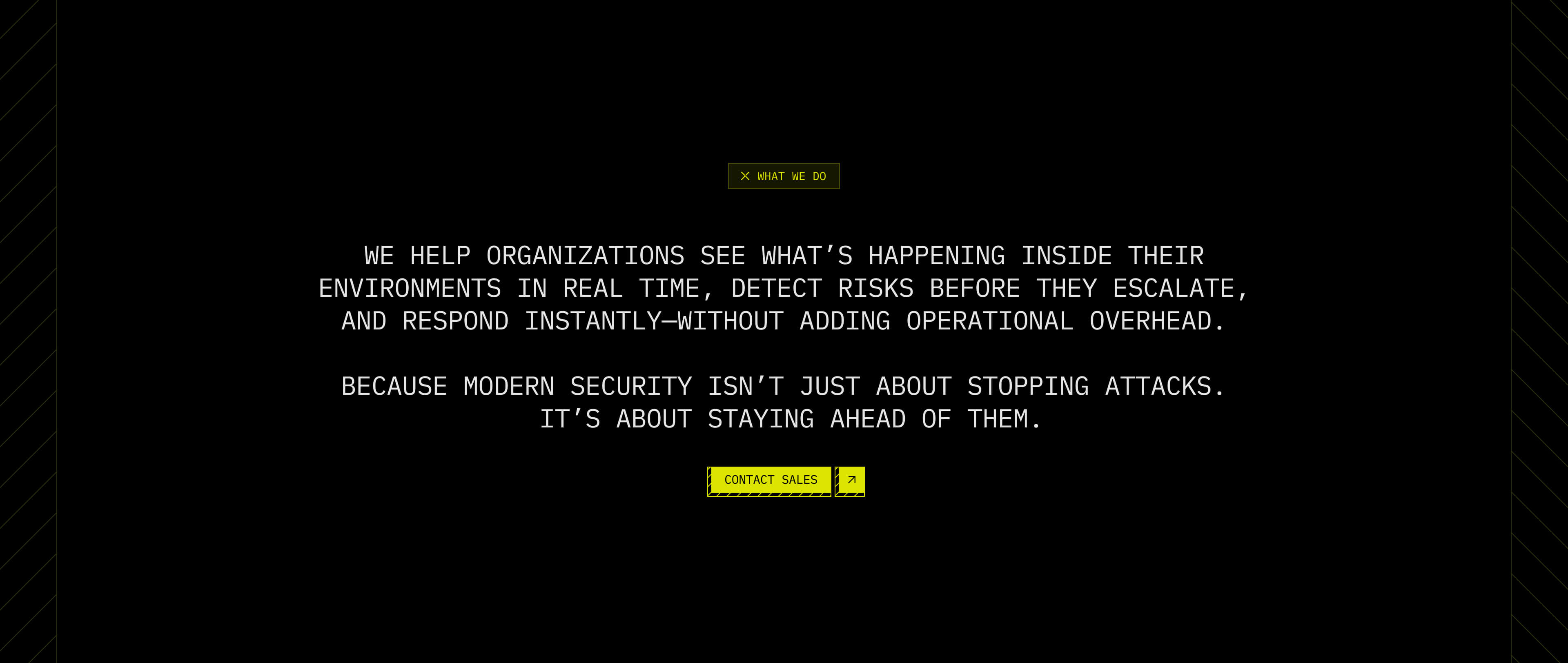 What we do statement: we help organizations see what's happening inside their environments in real time