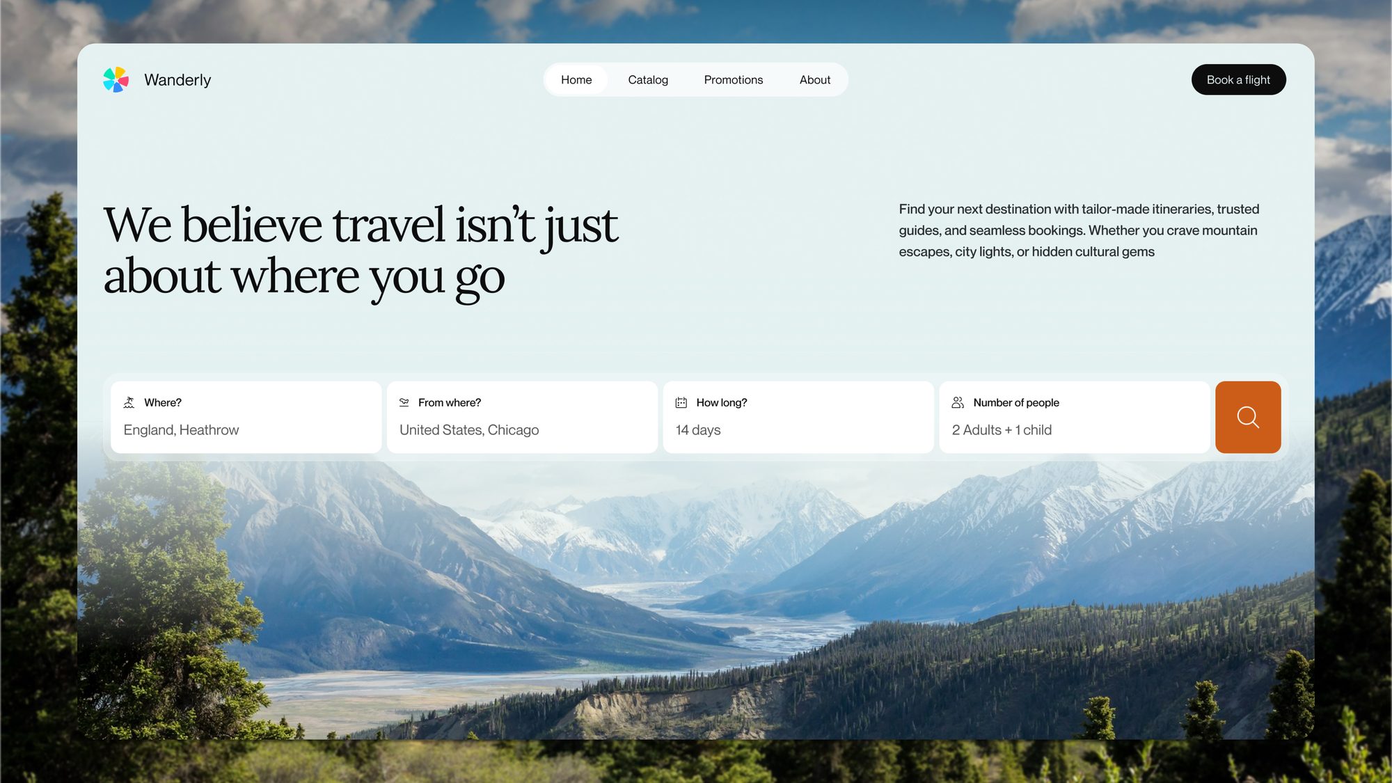 Wanderly travel homepage