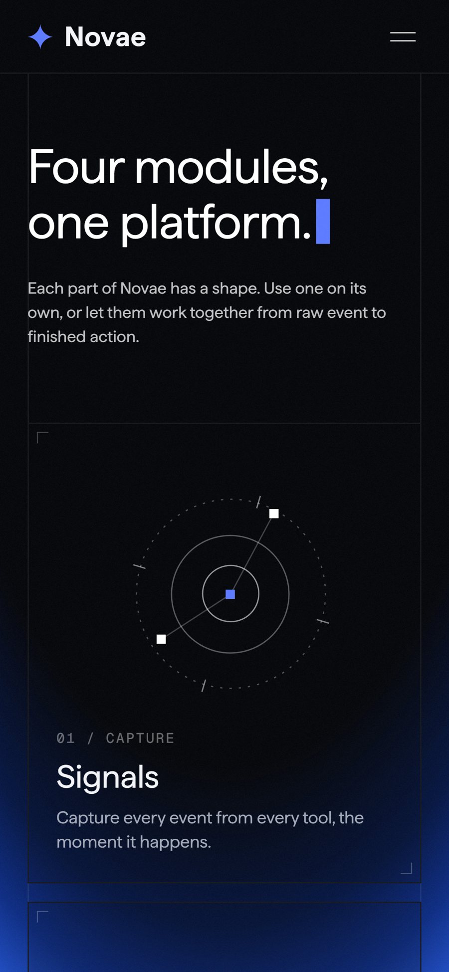 Modules section on mobile