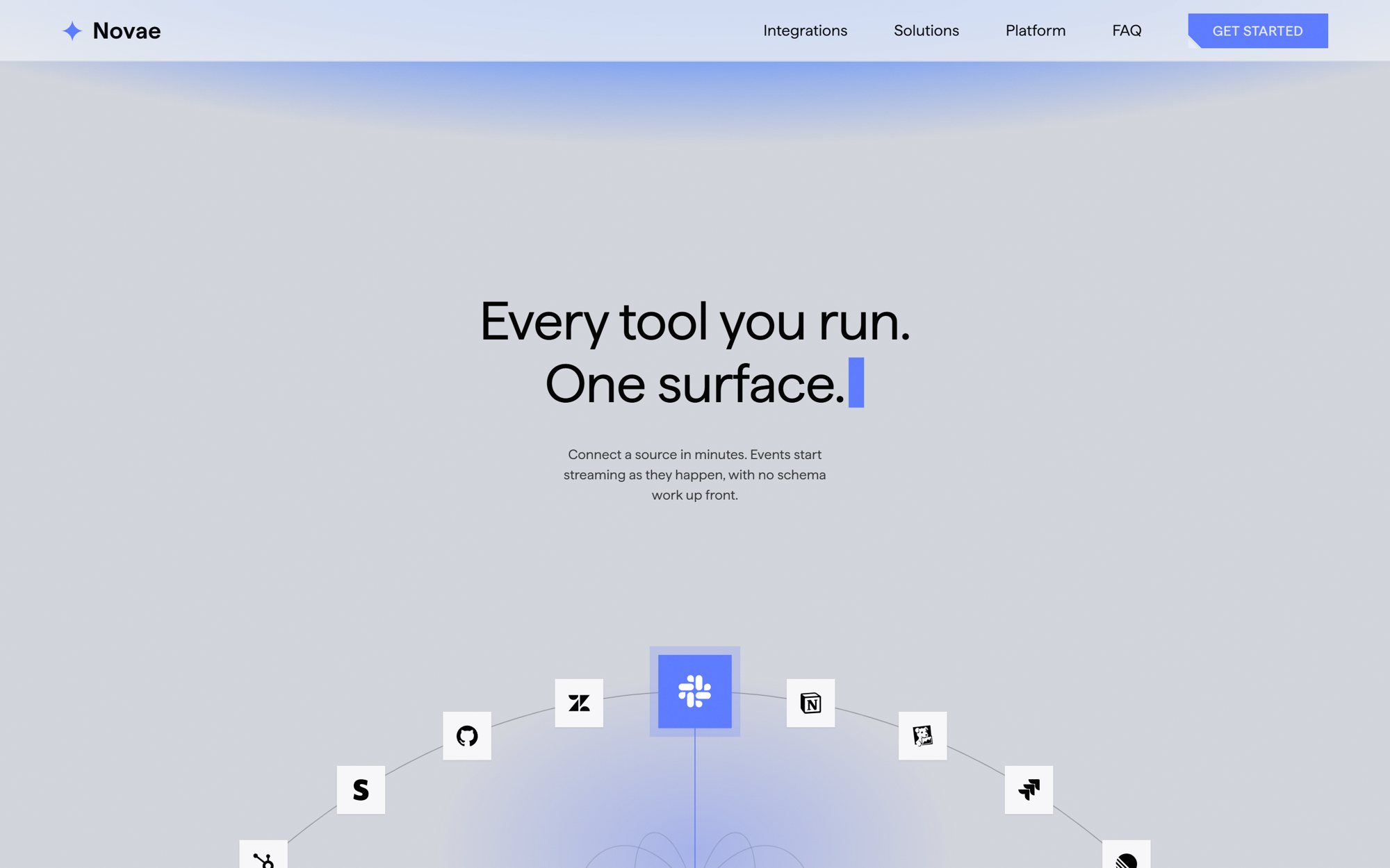 Light integrations section: every tool you run, one surface