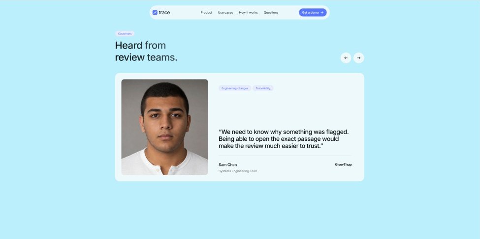 Trace — testimonials